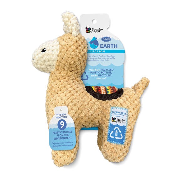 Spunky Pup Clean Earth Series 7231 Dog Toy, 100% Sustainable, Plush, Textured, Llama, PETE