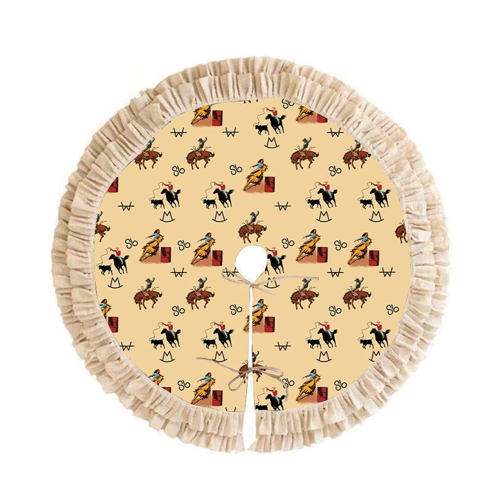 MidWestern Merch TRESKT008 Vintage Cowboy Christmas Tree Skirt, 48 in W