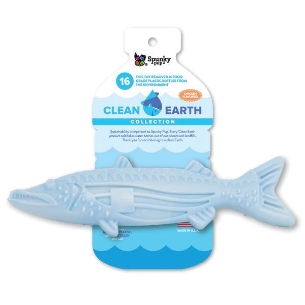 Spunky Pup Clean Earth Series 7503 Dog Toy, 100% Sustainable, Hard Chew, Barracuda, PETE