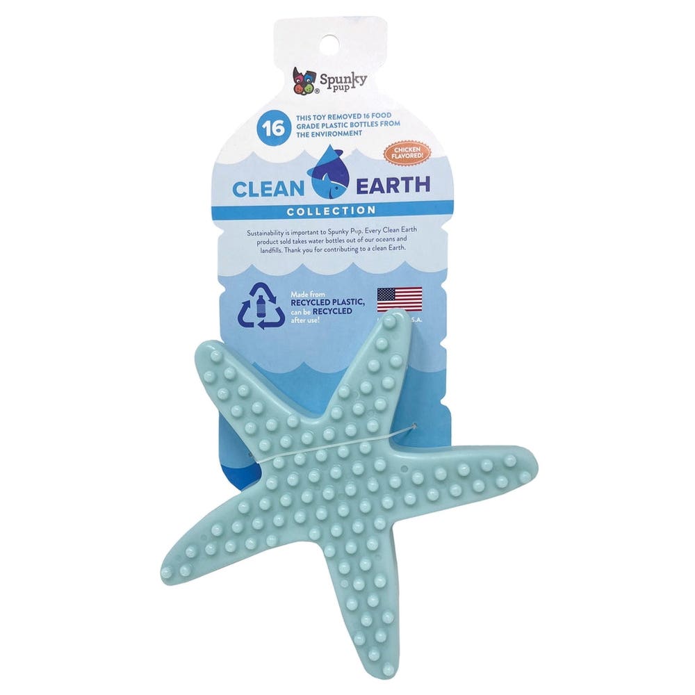Spunky Pup Clean Earth Series 7504 Dog Toy, 100% Sustainable, Hard Chew, Starfish, PETE