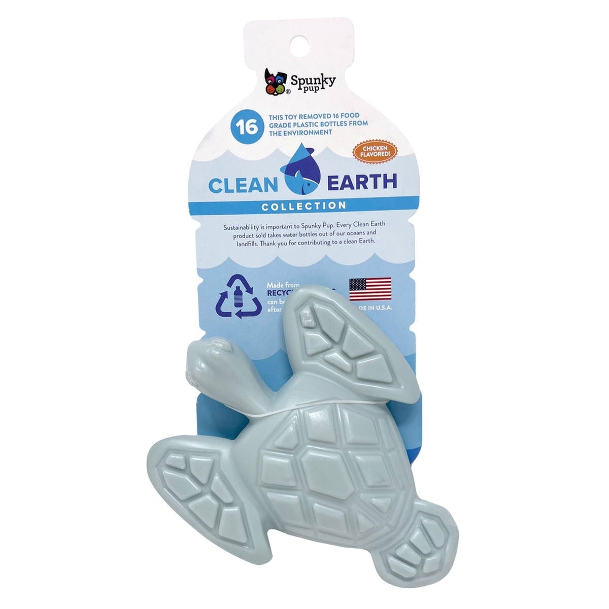 Spunky Pup Clean Earth Series 7502 Dog Toy, 100% Sustainable, Hard Chew, Turtle, PETE