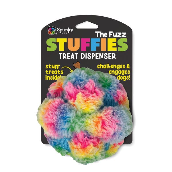 Spunky Pup Stuffies Series 2126 Dog Treat Dispensing Toy, Plush, Squeaker, Fuzz