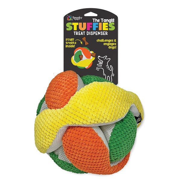 Spunky Pup Stuffies Series 2120 Dog Treat Dispensing Toy, Plush, Squeaker, Tangle