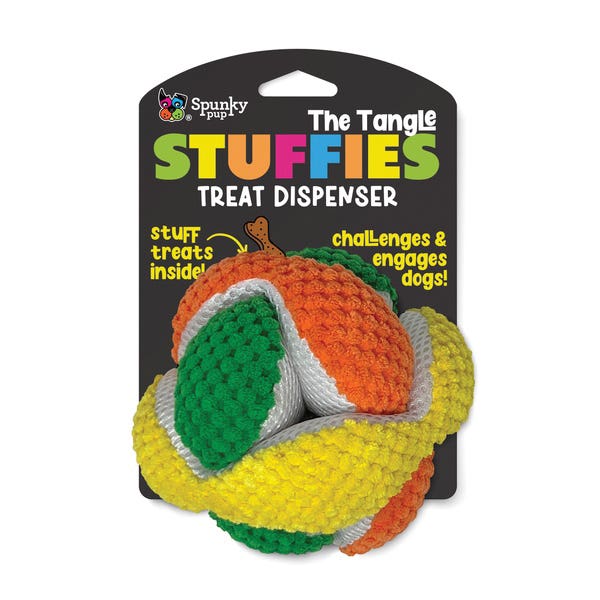Spunky Pup Stuffies Series 2120 Dog Treat Dispensing Toy, Plush, Squeaker, Tangle