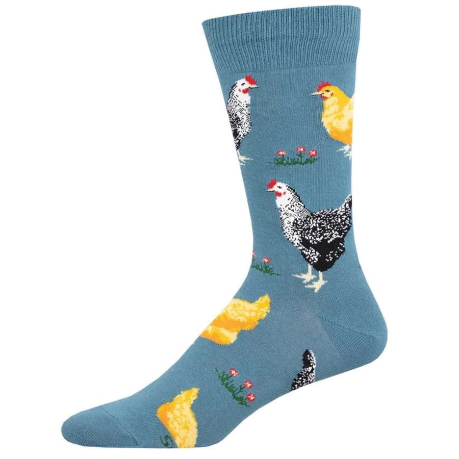 Socksmith Bock Bock Crew Socks, Women's, One-Size, Cotton/Nylon/Spandex, Blue