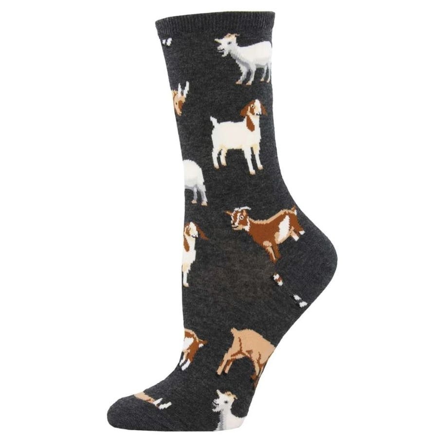 Socksmith Silly Billy Crew Socks, Women's, One-Size, Cotton/Nylon/Spandex, Charcoal