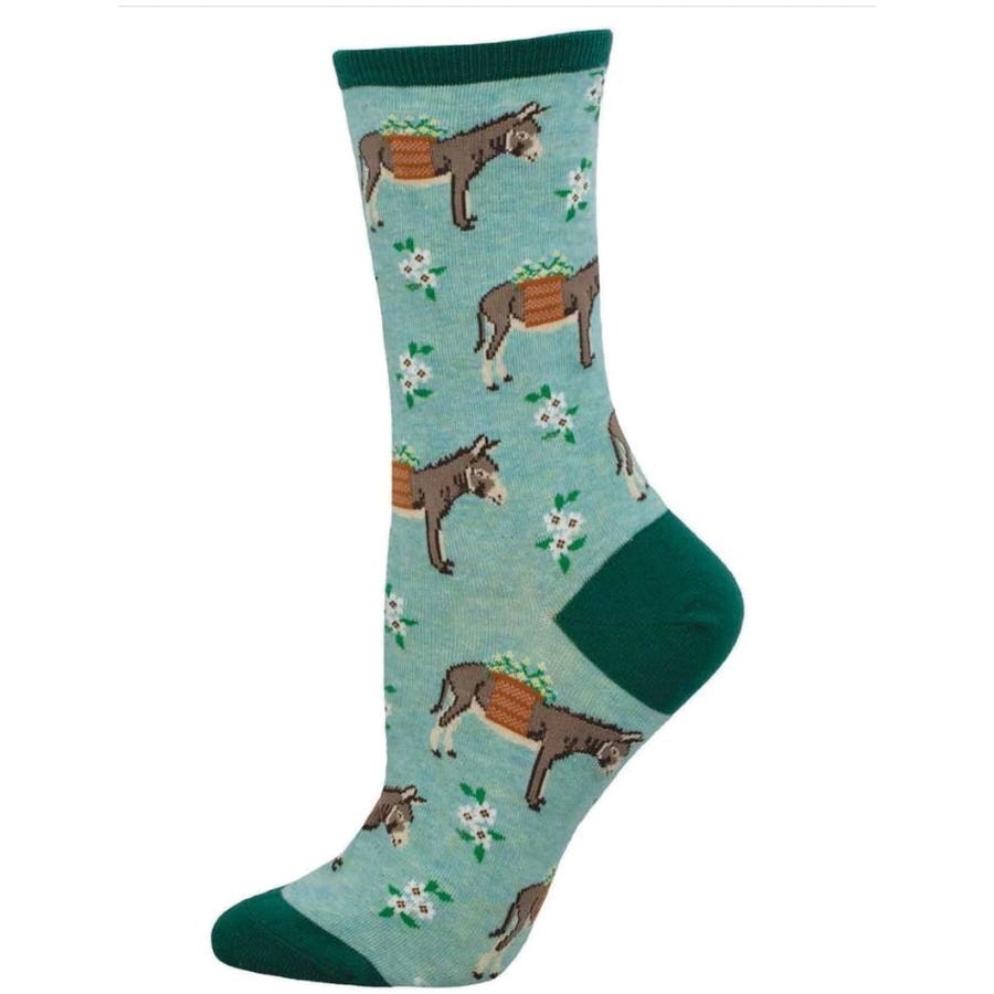 Socksmith Hauling Ass Crew Socks, Women's, One-Size, Cotton/Nylon/Spandex, Blue Heather