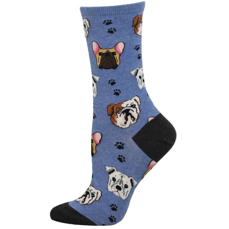Socksmith Bully Mugs Crew Socks, Women's, One-Size, Cotton/Nylon/Spandex, Blue Heather