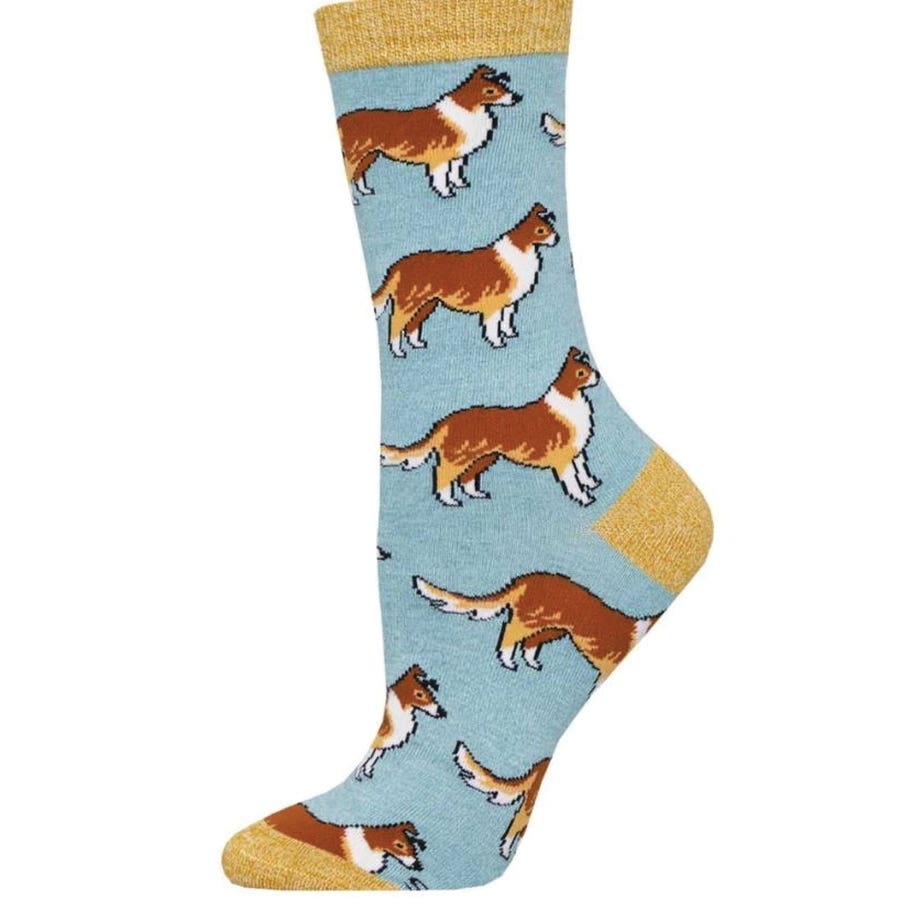 Socksmith Bamboo Series Collies Crew Socks, Women's, One-Size, Nylon/Rayon/Spandex, Blue Heather