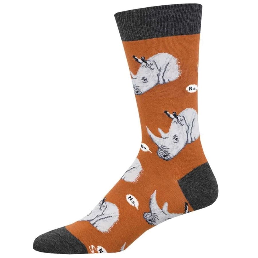 Socksmith Rhino Crew Socks, Men's, One-Size, Cotton/Nylon/Spandex, Brown