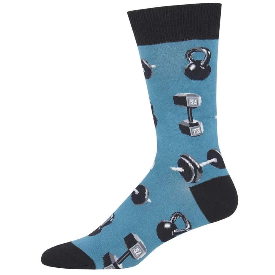 Socksmith Do You Even Lift Bro Crew Socks, Men's, One-Size, Cotton/Nylon/Spandex, Blue