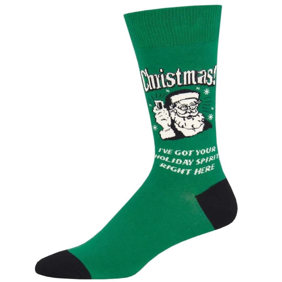 Socksmith Christmas Spirit Crew Socks, Men's, One-Size, Cotton/Nylon/Spandex, Green