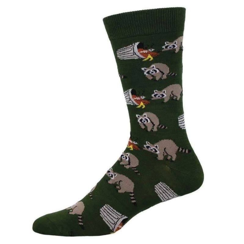 Socksmith Trash Bandit Crew Socks, Men's, One-Size, Nylon/Rayon/Spandex, Green