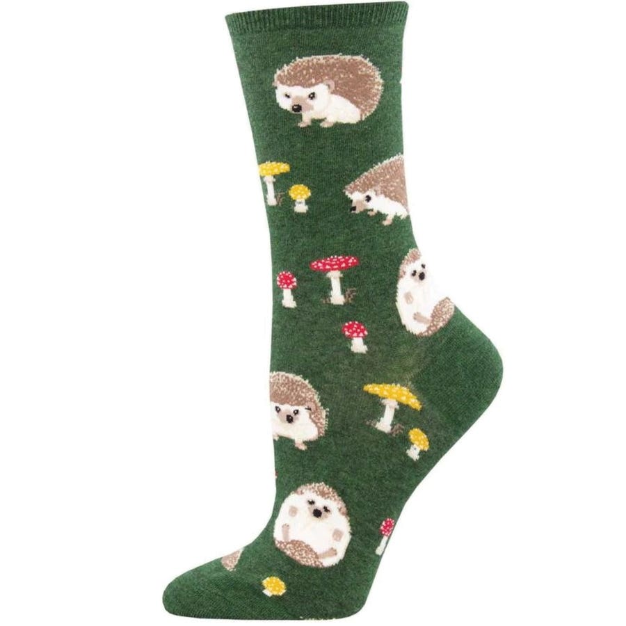 Socksmith Slow Poke Crew Socks, Women's, One-Size, Cotton/Nylon/Spandex, Green