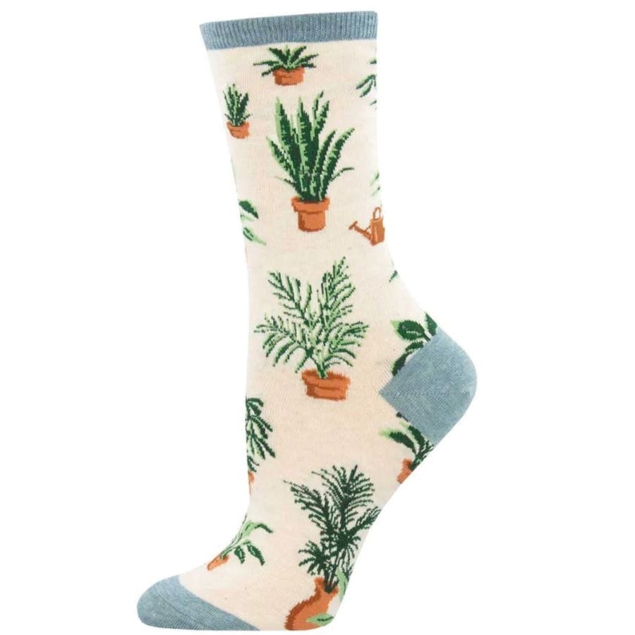 Socksmith Home Grown Crew Socks, Women's, One-Size, Cotton/Nylon/Spandex, Ivory Heather