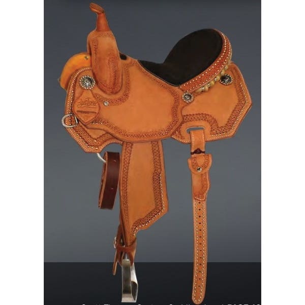 Scott Thomas Barrel Racers Series BR400-14 Barrel Saddle, 14 in, Full Quarter, Quarter Bar, 3-1/2 in Horn, Medium Oil