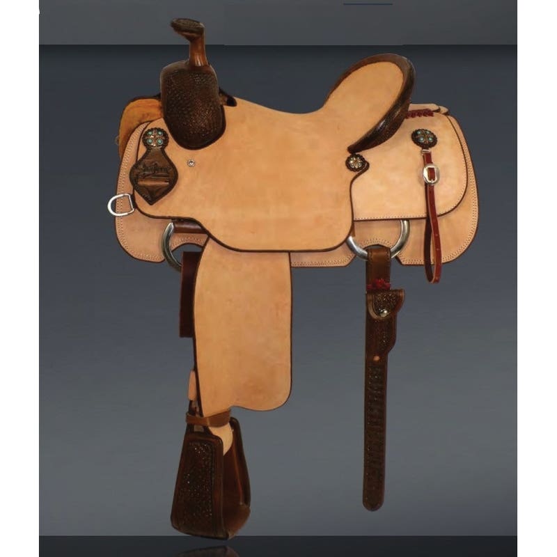 Scott Thomas Team Roper Series TR100-15 Saddle, 15 in, Full Quarter, Quarter Bar, 3-1/2 in Horn, Walnut