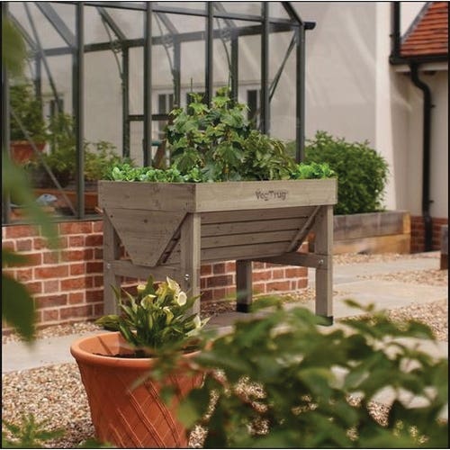 VegTrug VTGWS0391USA Classic Small Raised Bed Planter, 103.4 to 183.4 cm L, 76 cm W, 80 cm H, Wood, Gray Wash
