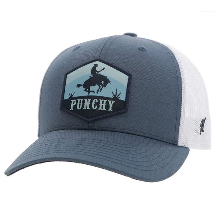 Hooey Ranchero Series 5027T-BLWH Hat, Black/Blue Punchy Patch, Unisex, One-Size, Odessa Fabric, Blue/White