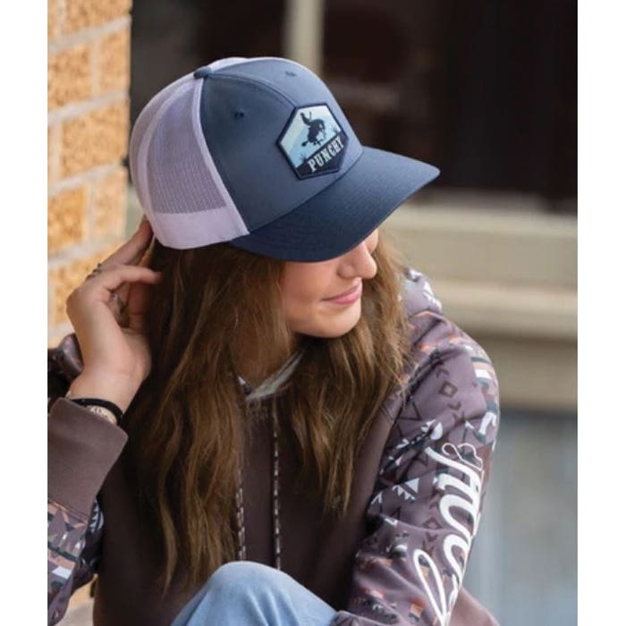 Hooey Ranchero Series 5027T-BLWH Hat, Black/Blue Punchy Patch, Unisex, One-Size, Odessa Fabric, Blue/White