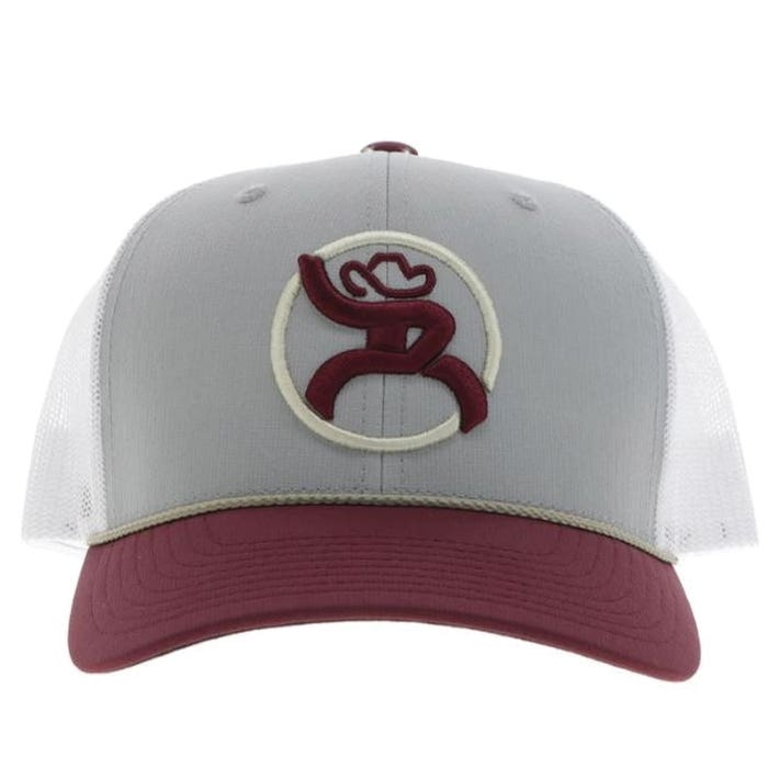 Hooey Strap Series 4032T-GYWH Roughy Hat, Red Circle Patch, Men's, One-Size, Gray/White
