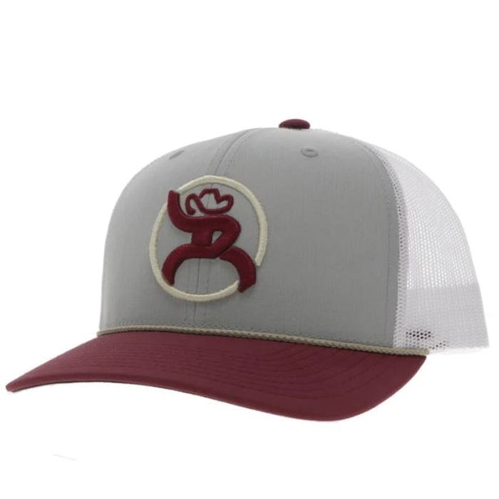 Hooey Strap Series 4032T-GYWH Roughy Hat, Red Circle Patch, Men's, One-Size, Gray/White