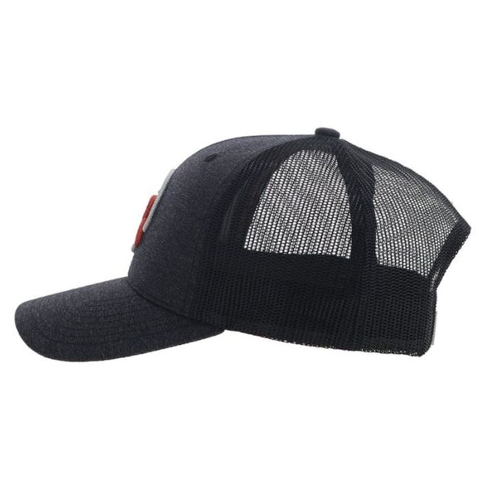 Hooey Strap Series 4031T-CHBK Roughy Hat, Red/White Circle Logo, Men's, One-Size, Black/Charcoal