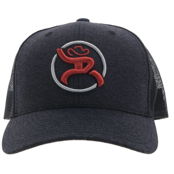 Hooey Strap Series 4031T-CHBK Roughy Hat, Red/White Circle Logo, Men's, One-Size, Black/Charcoal