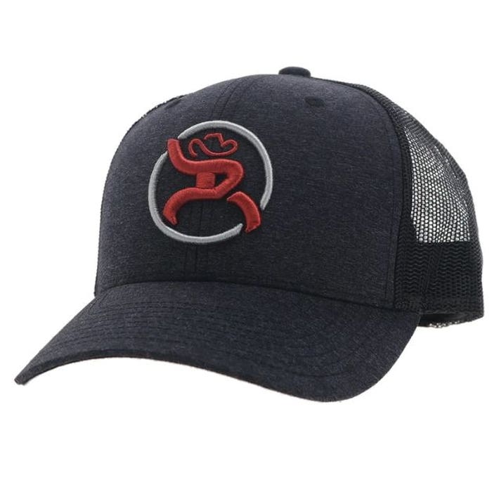 Hooey Strap Series 4031T-CHBK Roughy Hat, Red/White Circle Logo, Men's, One-Size, Black/Charcoal