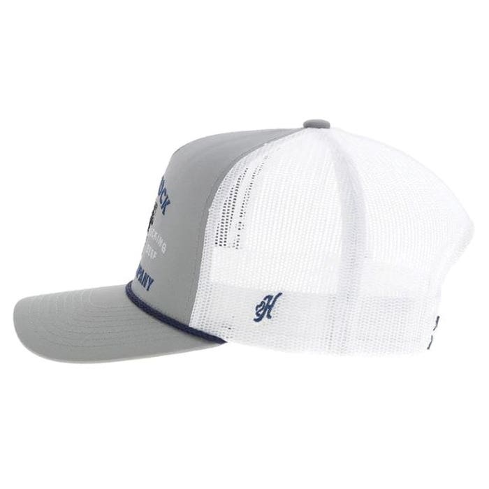 Hooey Rank Stock Series 2562T-GYWH Hat, Black/Blue Stitching, Men's, One-Size, Odessa Fabric, Gray/White
