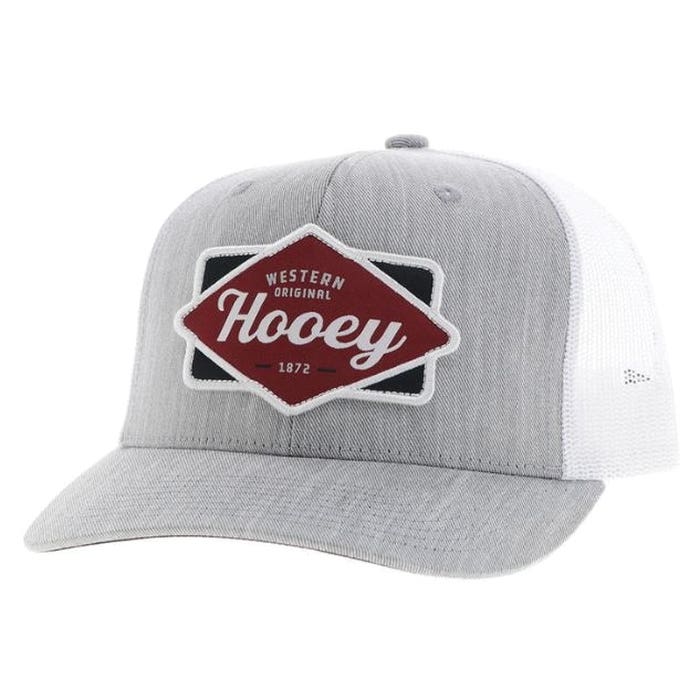 Hooey Diamond Series 2522T-GYWH Hat, Black/Maroon/White Patch, Men's, One-Size, Gray/White