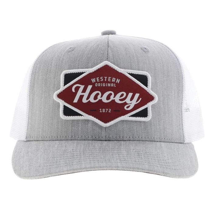 Hooey Diamond Series 2522T-GYWH Hat, Black/Maroon/White Patch, Men's, One-Size, Gray/White