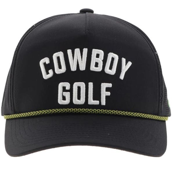 Hooey Cowboy Golf Series 2516T-BK Hat, Cowboy Golf White Stitching, Men's, One-Size, Odessa Fabric, Black