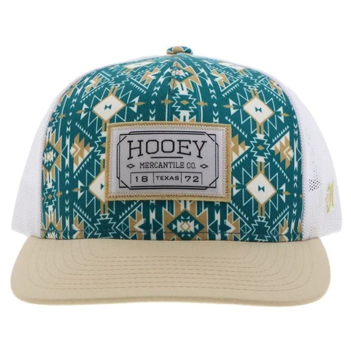 Hooey Doc Series 2502T-TLWH Hat, Tan/White Rectangular Patch, Men's, One-Size, Teal/White