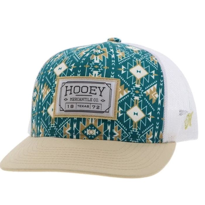 Hooey Doc Series 2502T-TLWH Hat, Tan/White Rectangular Patch, Men's, One-Size, Teal/White