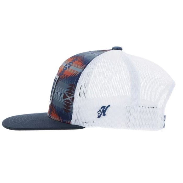 Hooey Doc Series 2502T-NVWH Hat, Gray/Navy/Orange/White Aztec, Gray/Navy/Orange Rectangular Patch, Men's, One-Size