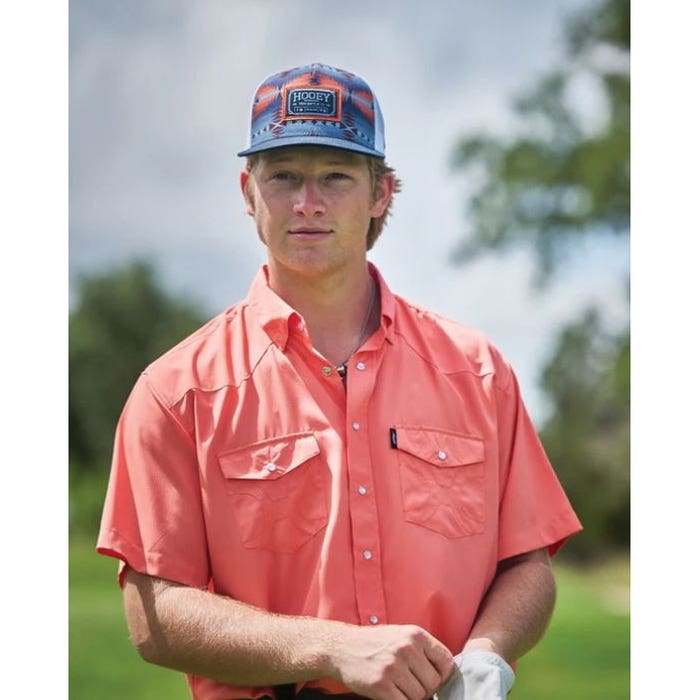 Hooey Doc Series 2502T-NVWH Hat, Gray/Navy/Orange/White Aztec, Gray/Navy/Orange Rectangular Patch, Men's, One-Size