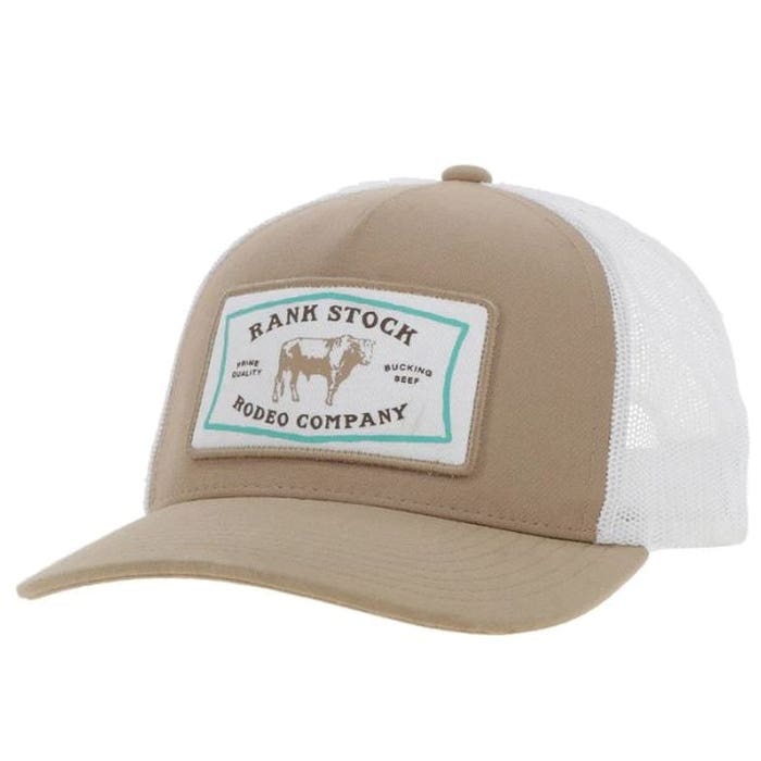 Hooey Rank Stock Series 2461T-TNWH Hat, Turquoise/White Patch, Men's, One-Size, Tan/White