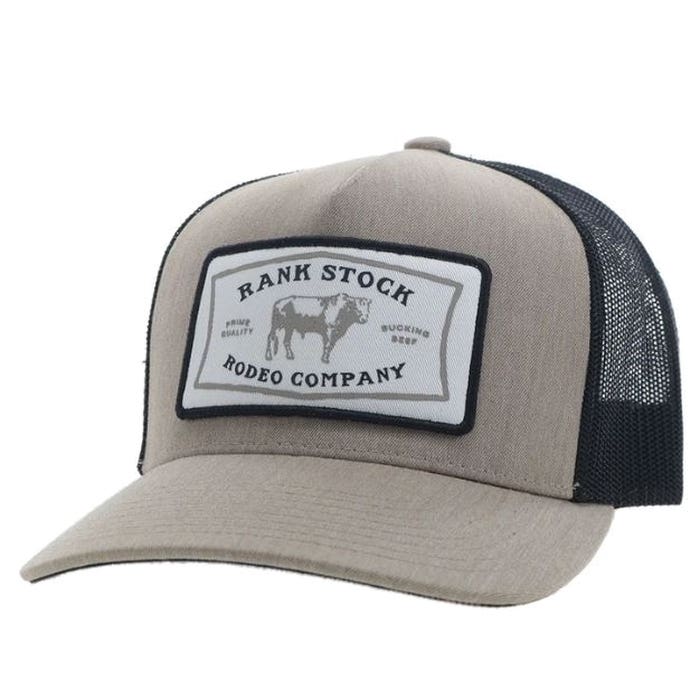 Hooey Rank Stock Series 2461T-TNBK Hat, Black/White Rectangular Patch, Men's, One-Size, Black/Tan