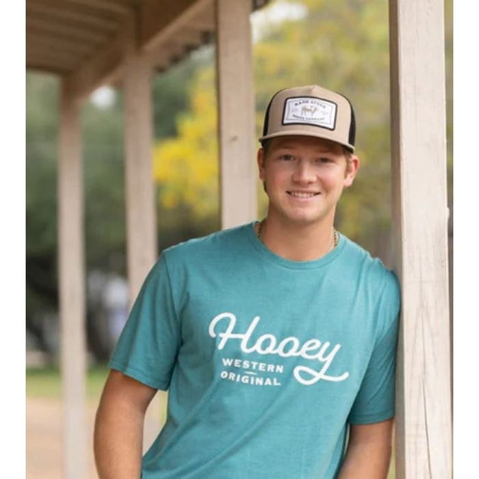 Hooey Rank Stock Series 2461T-TNBK Hat, Black/White Rectangular Patch, Men's, One-Size, Black/Tan