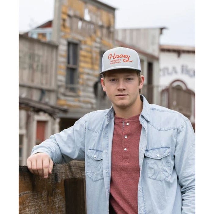Hooey OG Series 2460T-GYWH Hat, Hooey Orange Stitching, Men's, One-Size, Odessa Fabric, Gray/White