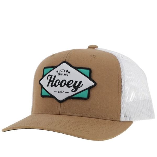 Hooey Diamond Series 2422T-TNWH Hat, Black/Teal/White Patch, Men's, One-Size, Tan/White