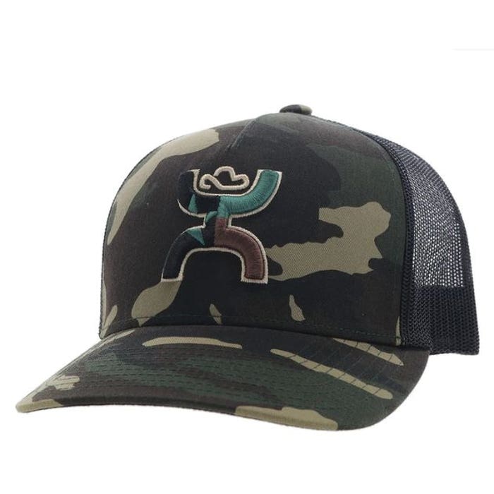 Hooey Texican Series 2420T-CABK Hat, Black/Brown/Green Hooey Logo, Men's, One-Size, Black/Camo