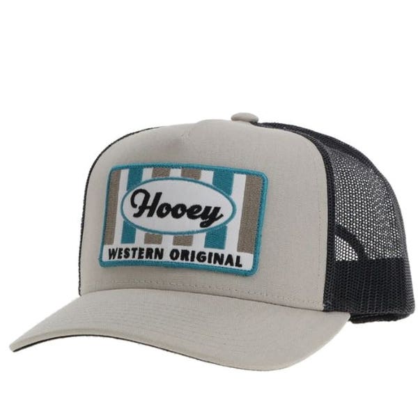 Hooey Sudan Series 2411T-TNCH Hat, Blue/Tan/White Rectangular Patch, Men's, One-Size, Charcoal/Tan