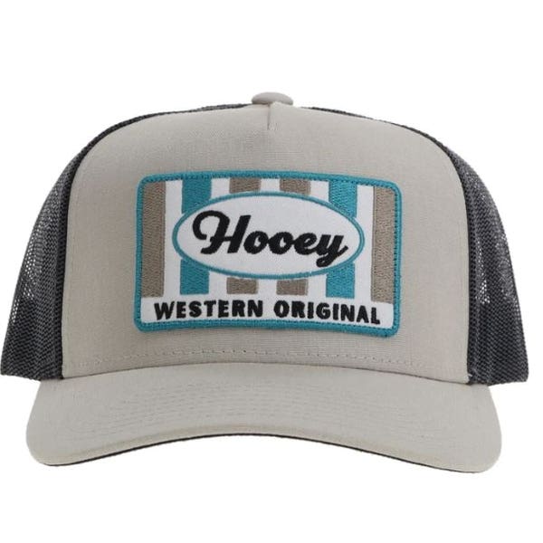 Hooey Sudan Series 2411T-TNCH Hat, Blue/Tan/White Rectangular Patch, Men's, One-Size, Charcoal/Tan