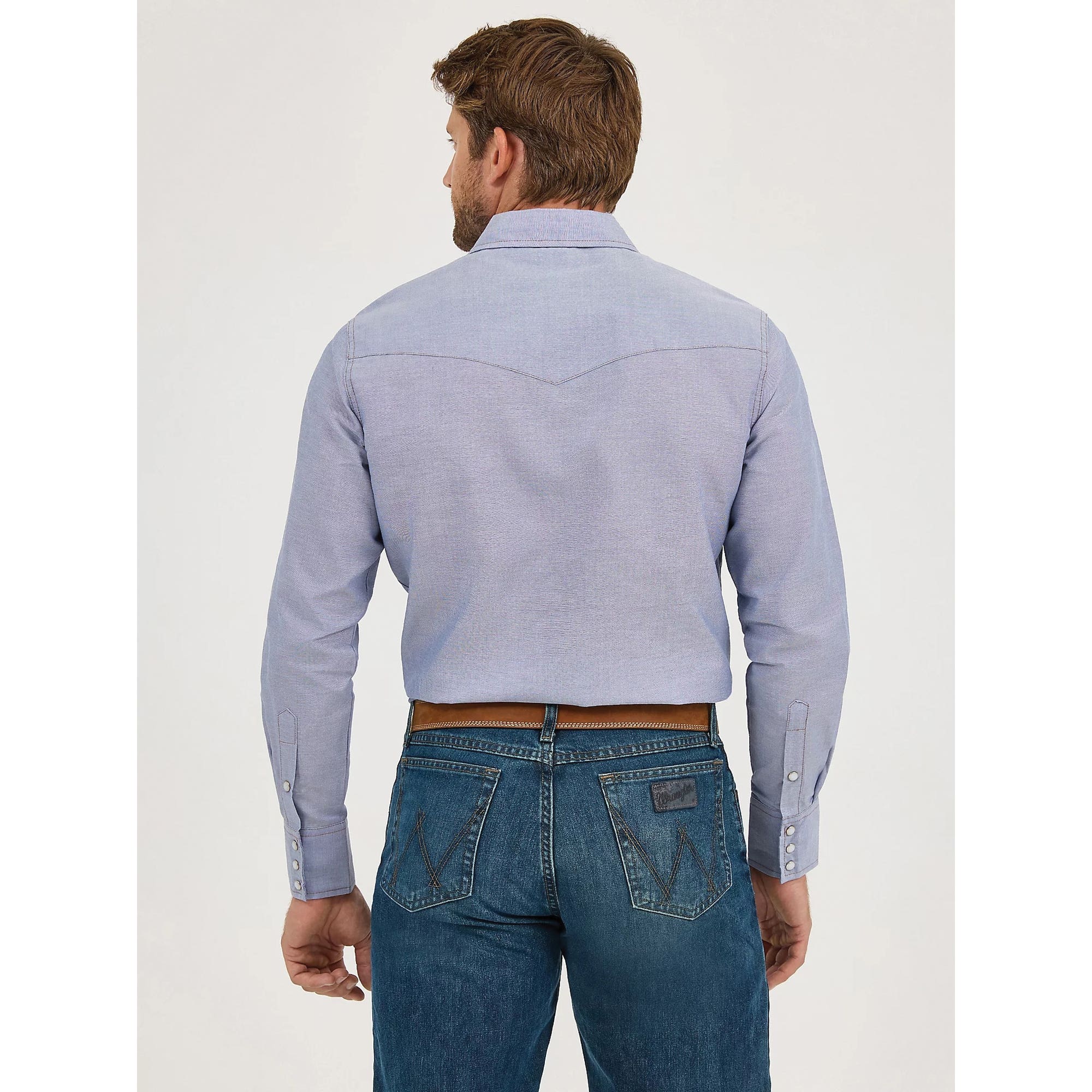 Wrangler 112370330-3XL Western Shirt, 3XL, Cotton/Denim, Spread, Long Sleeve, Classic Fit, Snap Closure