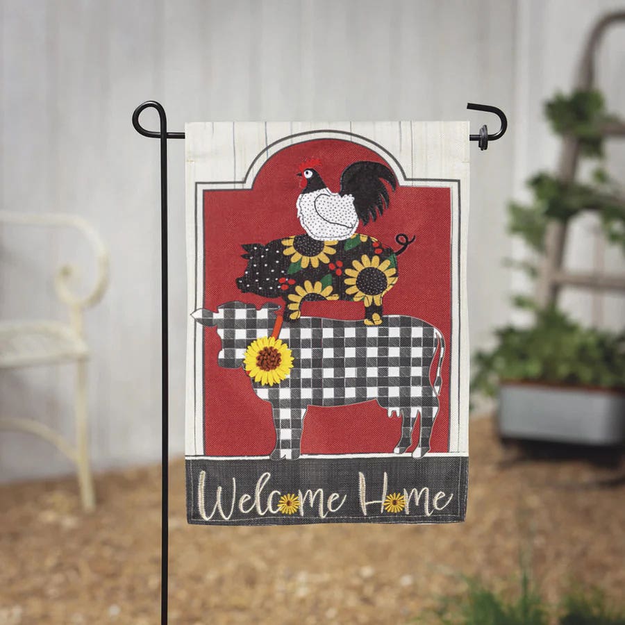 Evergreen Enterprises 14B11782 Garden Flag, 18 in L, 12-1/2 in W, Farm Friends, Polyester Burlap