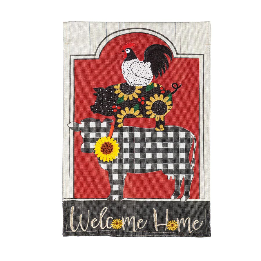 Evergreen Enterprises 14B11782 Garden Flag, 18 in L, 12-1/2 in W, Farm Friends, Polyester Burlap
