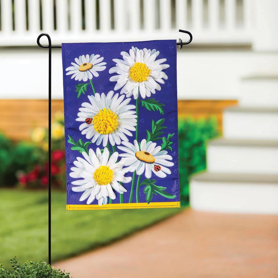 Evergreen Enterprises 1610219 Garden Flag, 18 in L, 12-1/2 in W, Daisy Days Applique, Nylon
