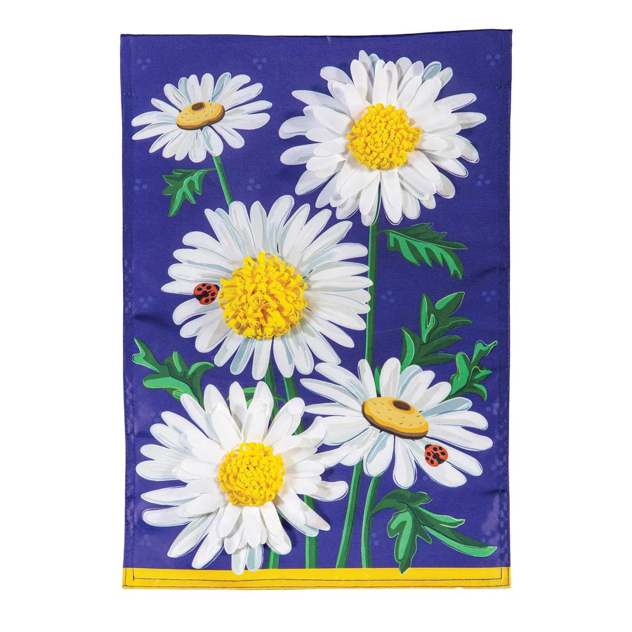 Evergreen Enterprises 1610219 Garden Flag, 18 in L, 12-1/2 in W, Daisy Days Applique, Nylon